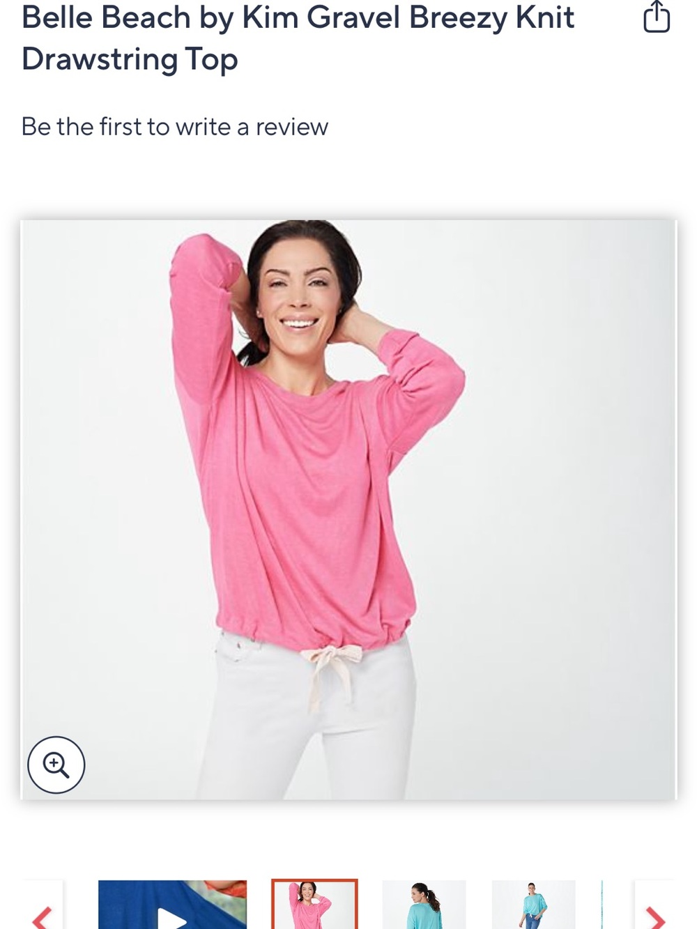 Belle by Kim Gravel Pink Breeze Knit Drawstring Long Sleeve Top
